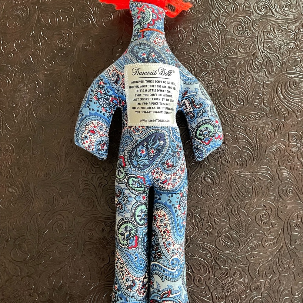 Paisley Patterned Fabric Doll with Red Accents